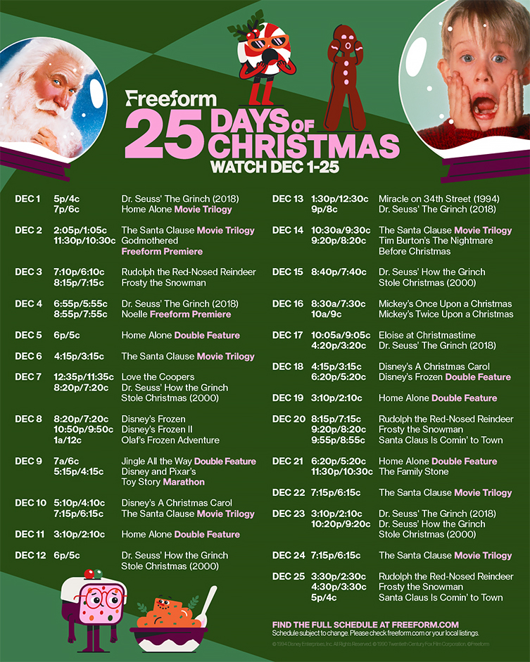 Freeform's '25 Days of Christmas' Reveals 2023 Schedule!